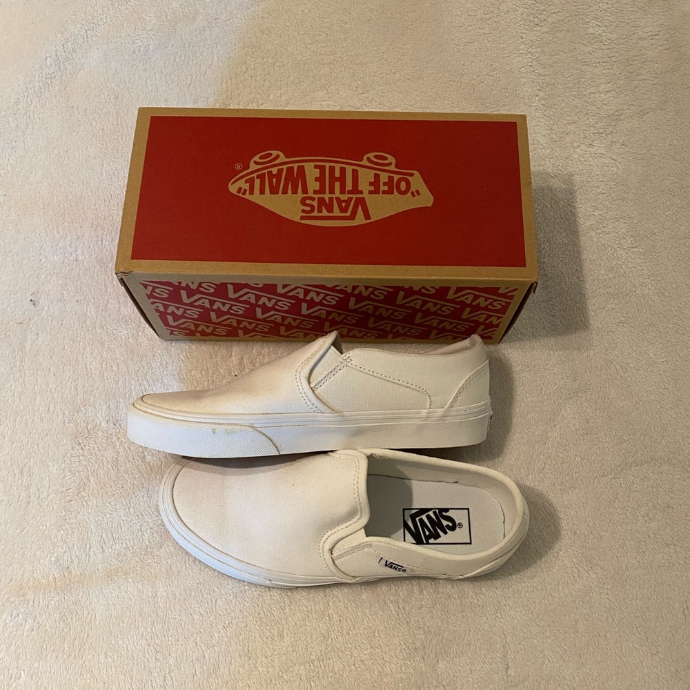 White Slip-On Vans